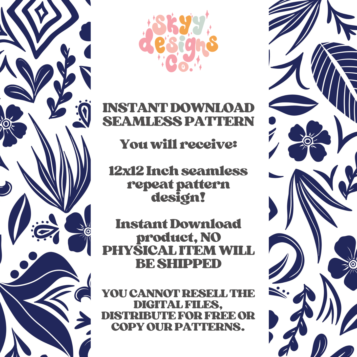 Blue and white Porcelain floral pattern