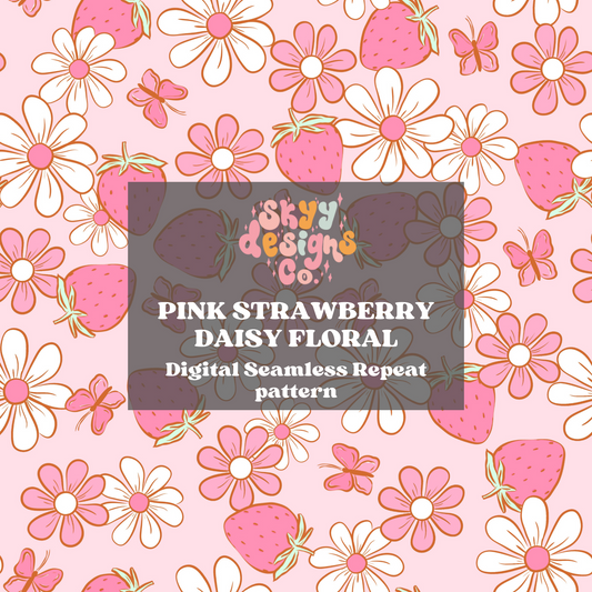 Pink Strawberry Daisy Pattern