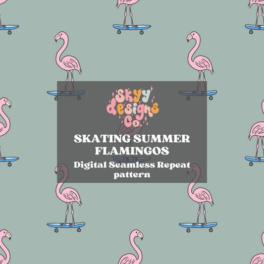 Summer Skating Flamingos Pattern
