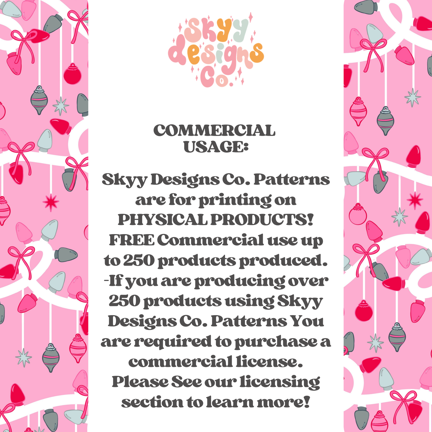 Pink Christmas lights and ornaments