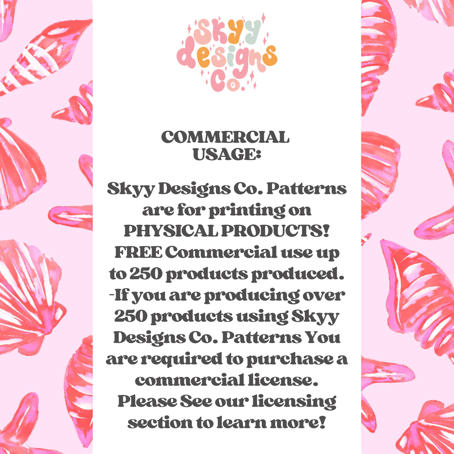 Pink watercolor seashells pattern