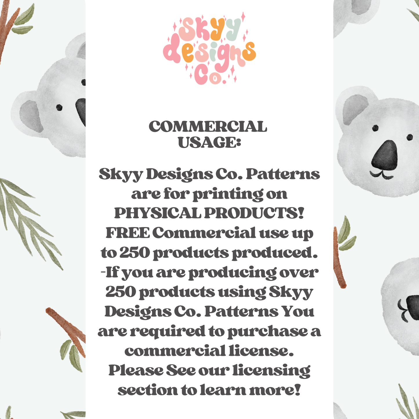 Watercolor Koala Seamless pattern