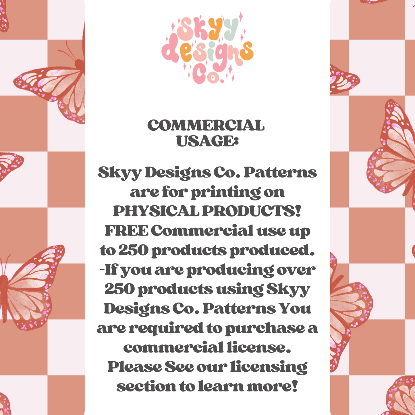 Neutral Checkered Butterfly floral Pattern