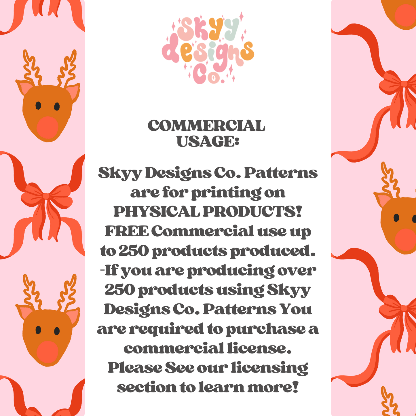 Christmas Reindeer Bow Seamless Pattern