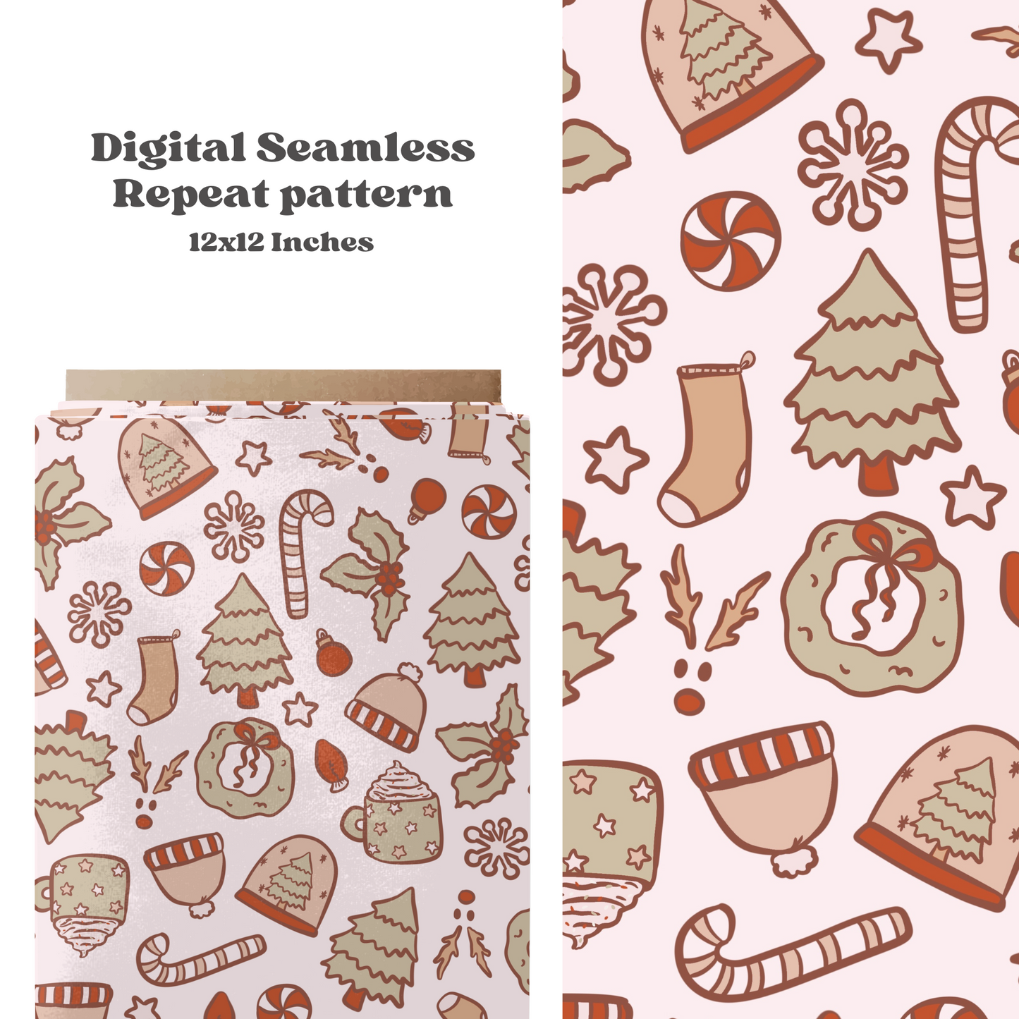 Trendy Muted Christmas seamless pattern design