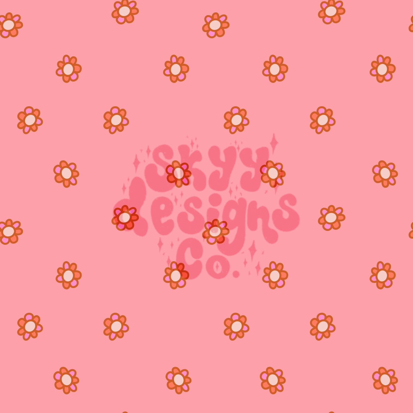 Halloween floral daisy seamless pattern