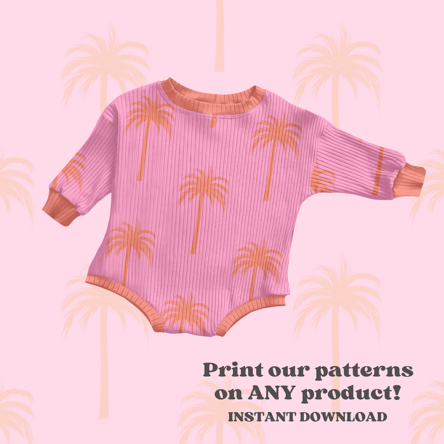 Bright summer Pink Palm Pattern