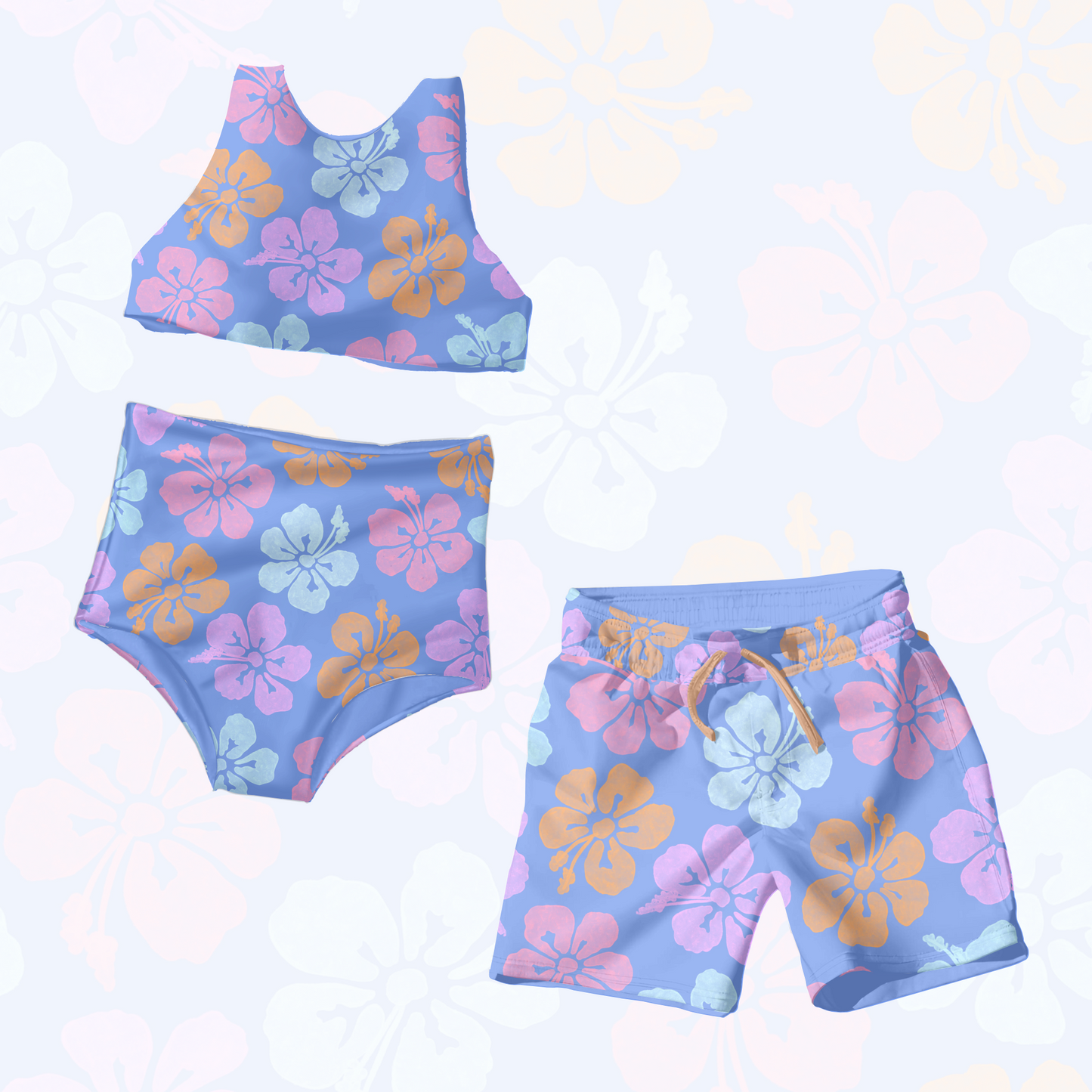 Watercolor Hibiscus Floral Pattern