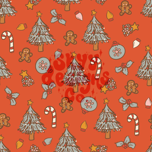 Red Muted Christmas pattern design