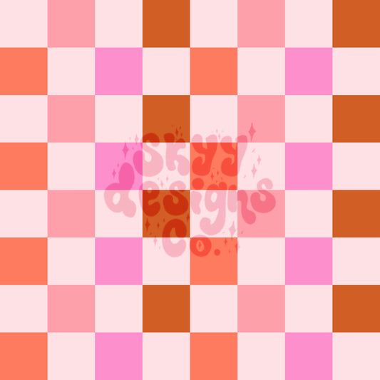 Girly Halloween checkered seamless pattern