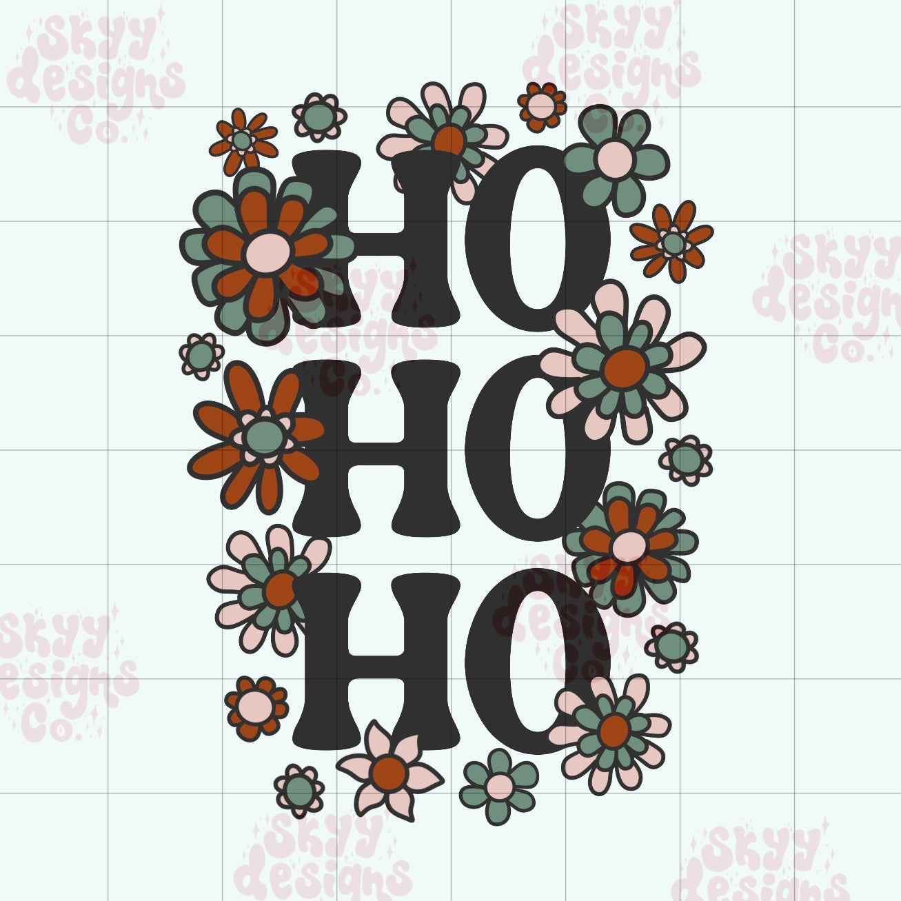 HO HO HO Floral PNG sublimation