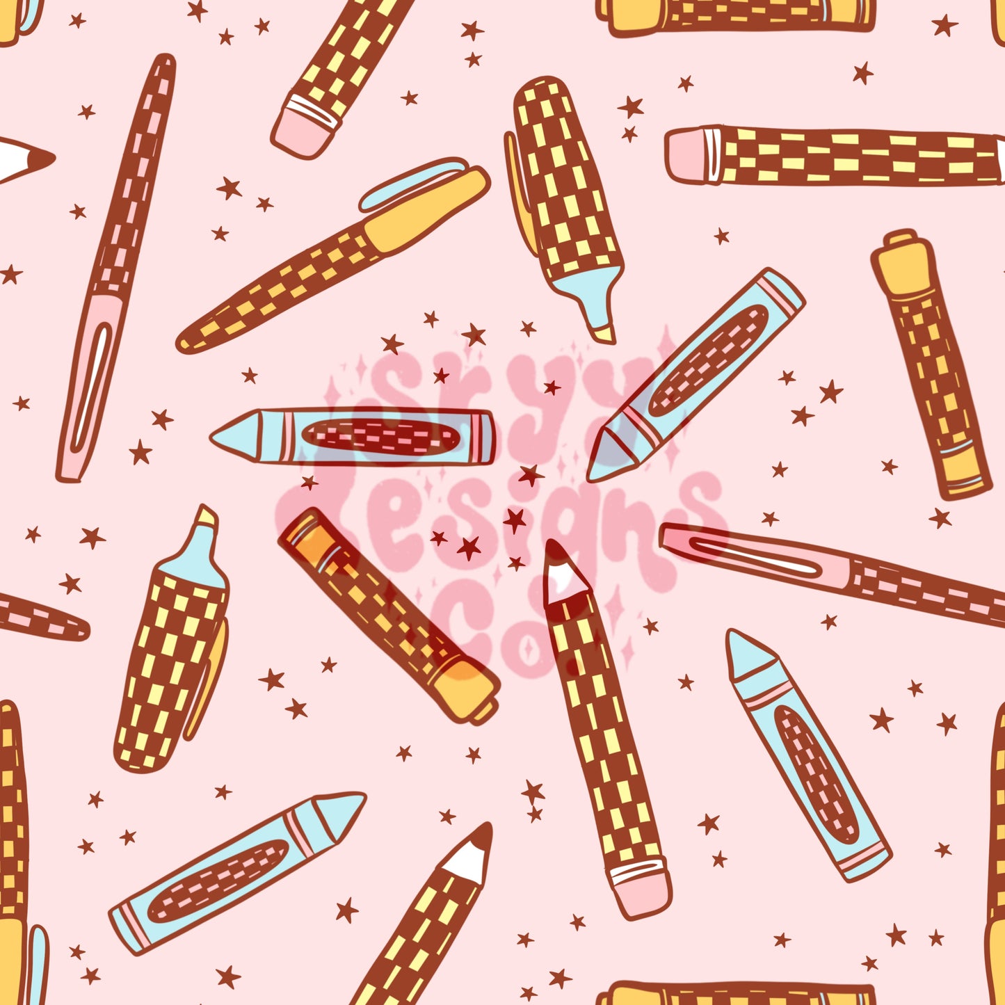 School supplies seamless pattern - SkyyDesignsCo