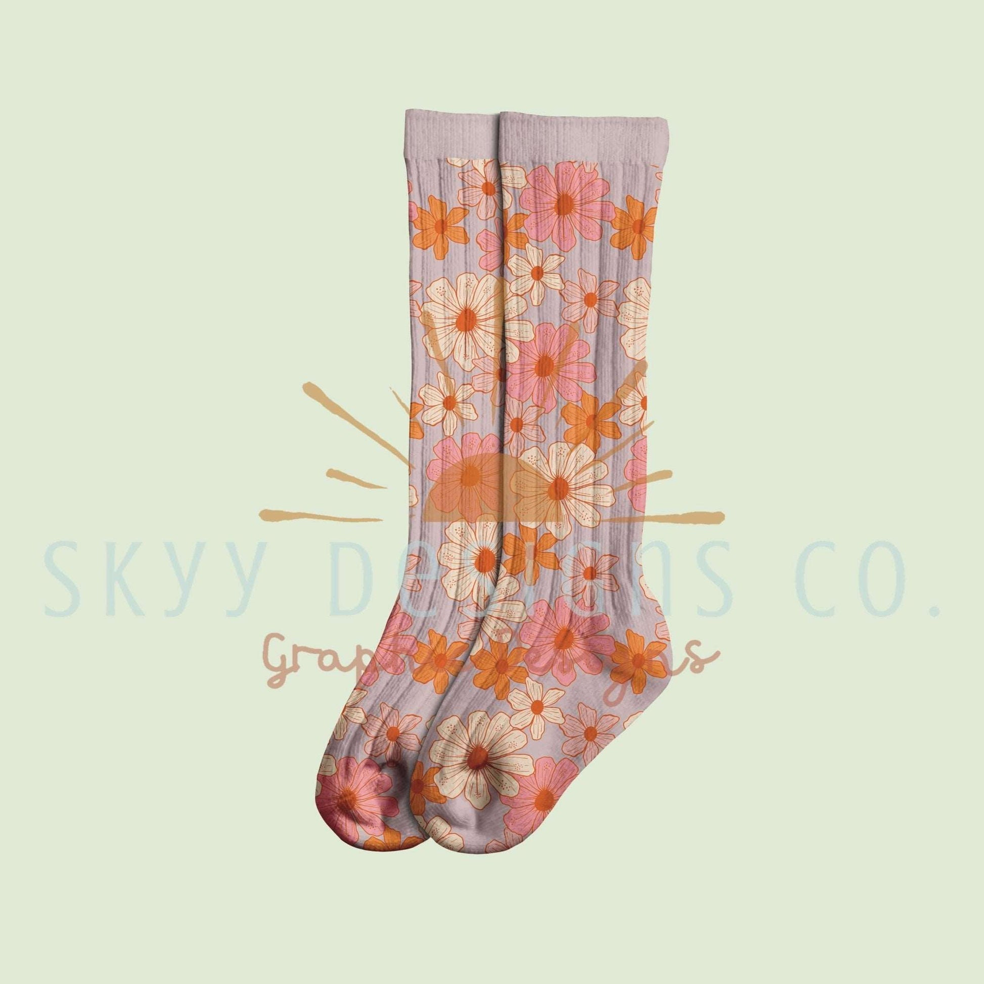 Knee high kids socks mock-up template - SkyyDesignsCo