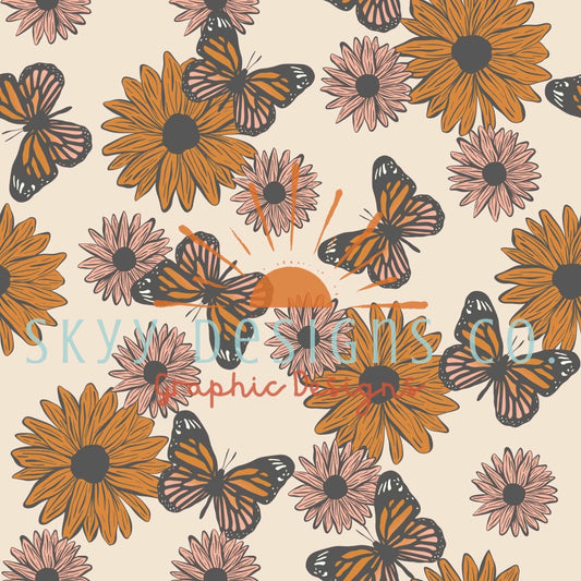 Neutral boho butterfly seamless repeat pattern - SkyyDesignsCo