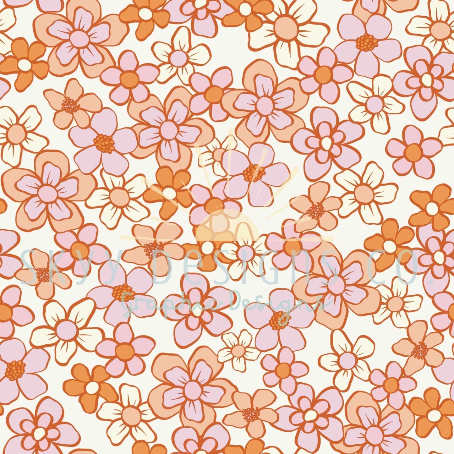 Pastel boho floral digital seamless pattern for fabrics and wallpapers, Dainty floral digital paper, Floral seamless repeat pattern design - SkyyDesignsCo