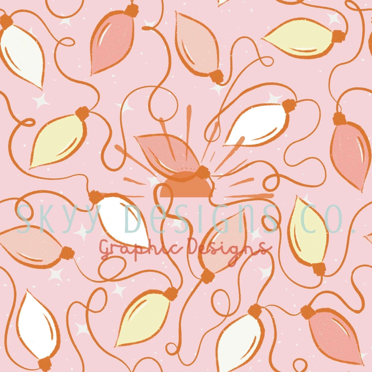 Pastel Christmas lights digital seamless pattern for fabrics and wallpapers, Christmas lights digital paper seamless file - SkyyDesignsCo