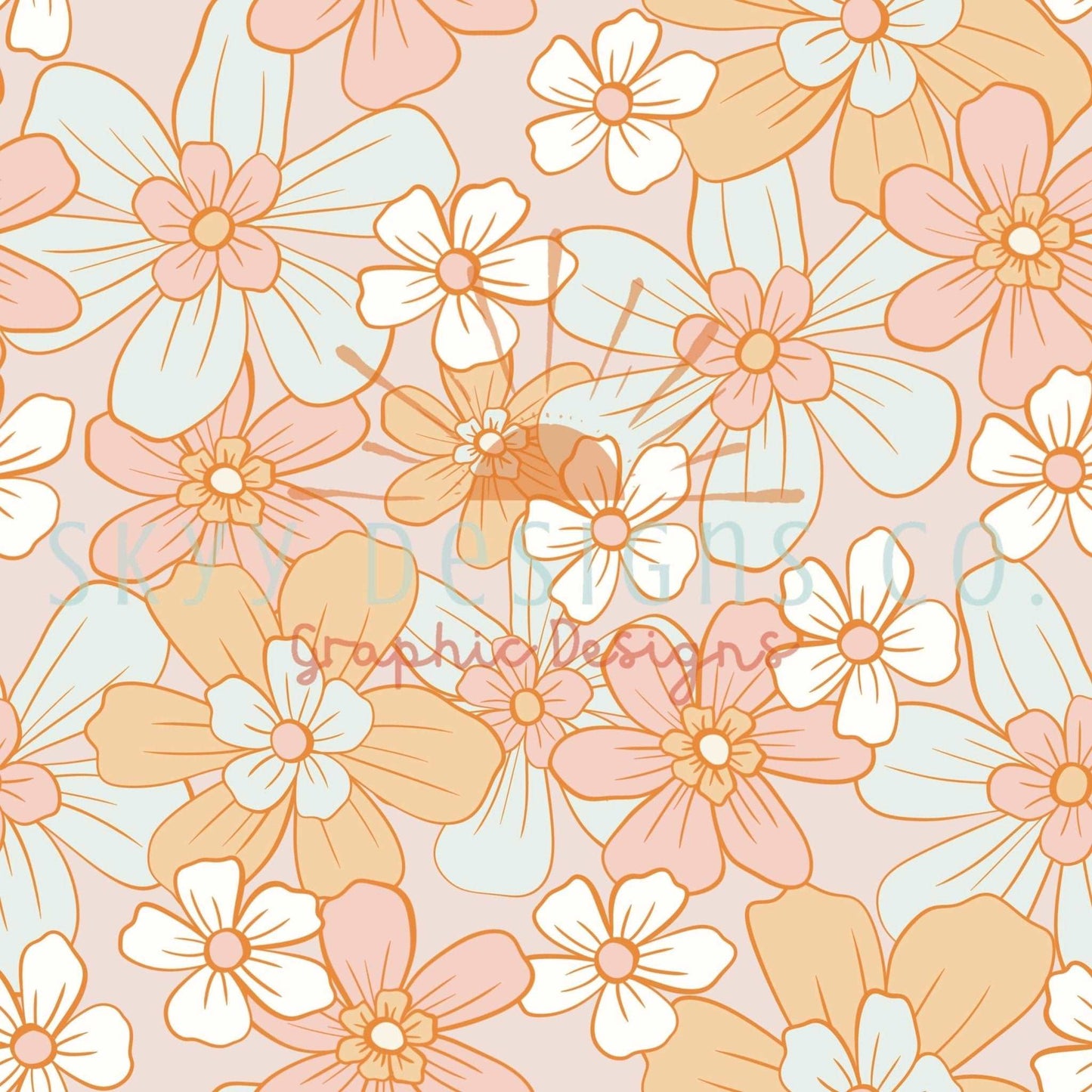 Pastel summer floral digital seamless pattern for fabrics and wallpapers, tropical pastel floral seamless file, digital paper floral pastel - SkyyDesignsCo
