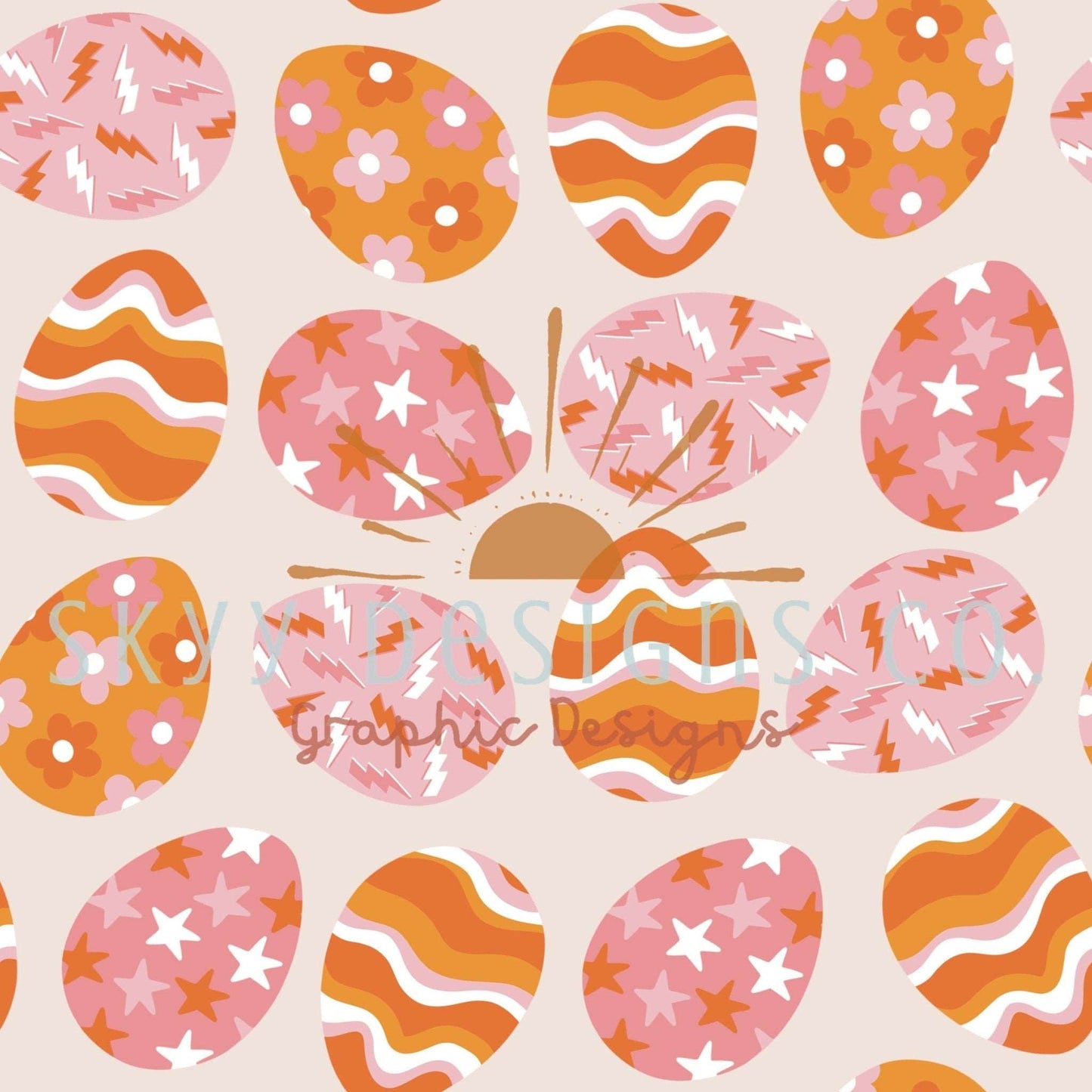 Retro Easter Eggs digital seamless pattern for fabrics and wallpapers, Easter eggs seamless repeat pattern, digital paper retro Easter - SkyyDesignsCo