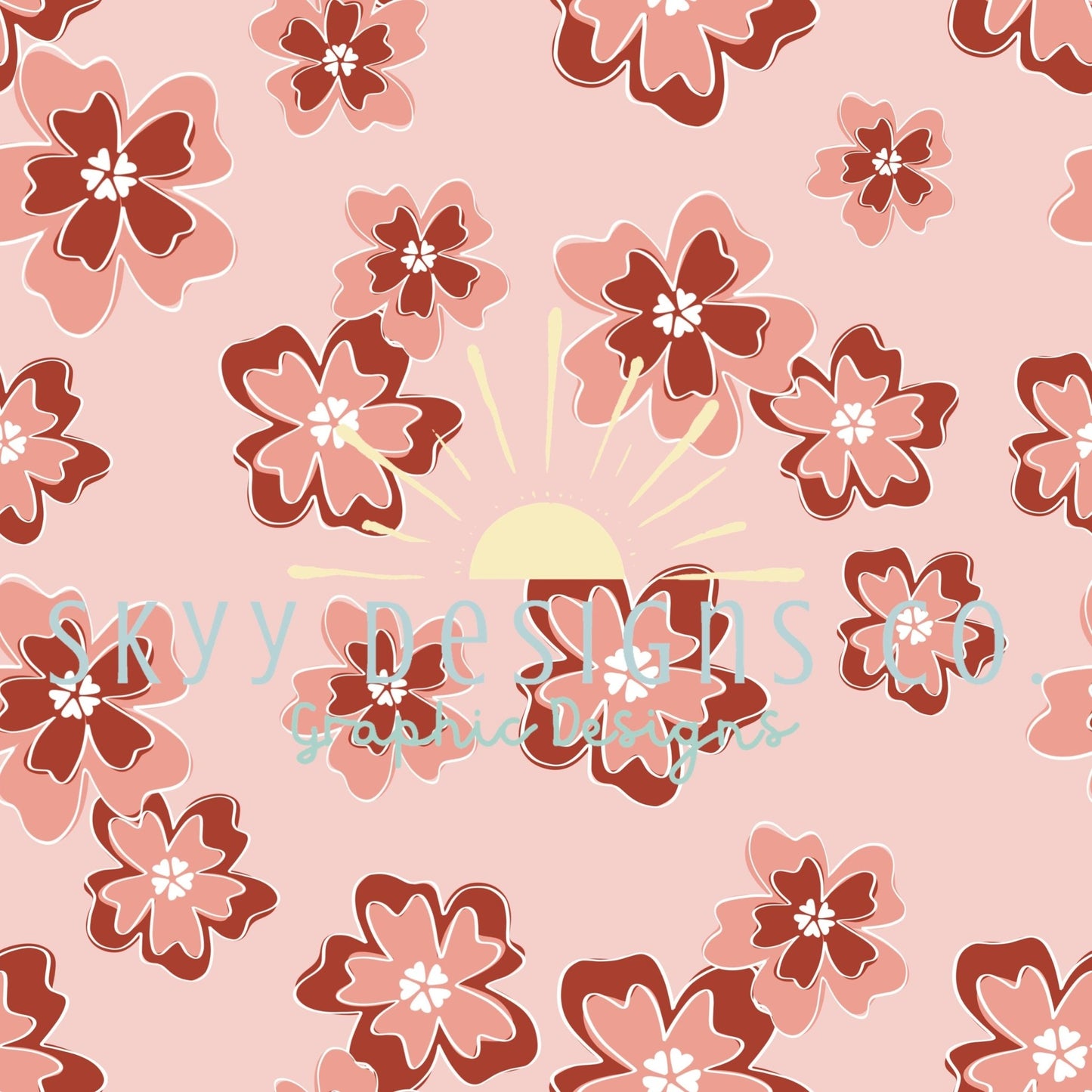 Valentine's Day red and pink floral digital seamless pattern for fabrics and wallpapers, Pink floral digital paper seamless file for fabrics - SkyyDesignsCo