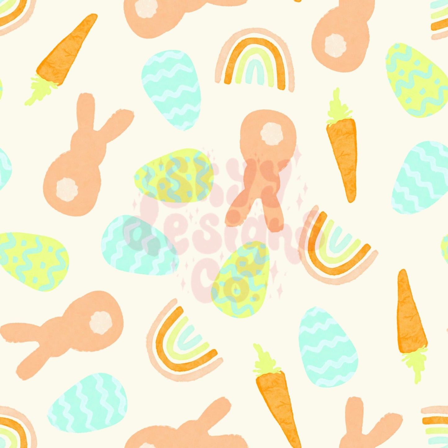 Watercolor Easter bunnies seamless pattern - SkyyDesignsCo