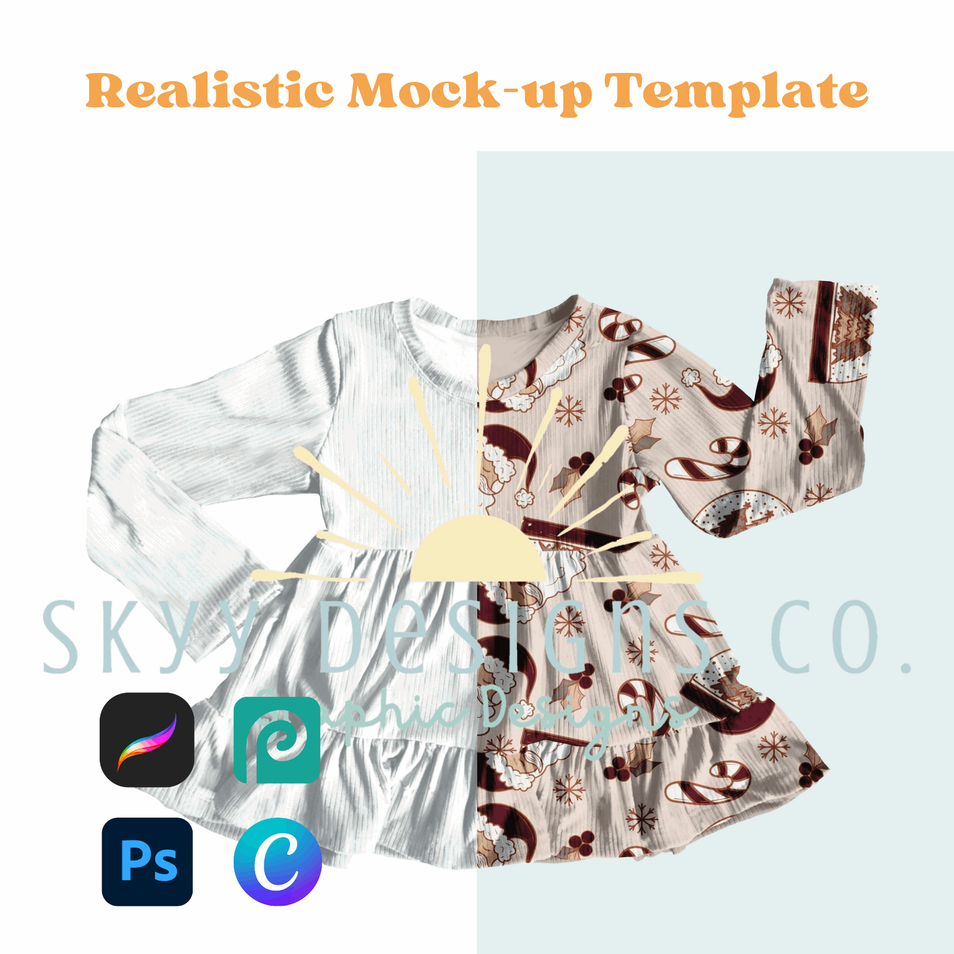 Long sleeve peplum dress mock-up - SkyyDesignsCo