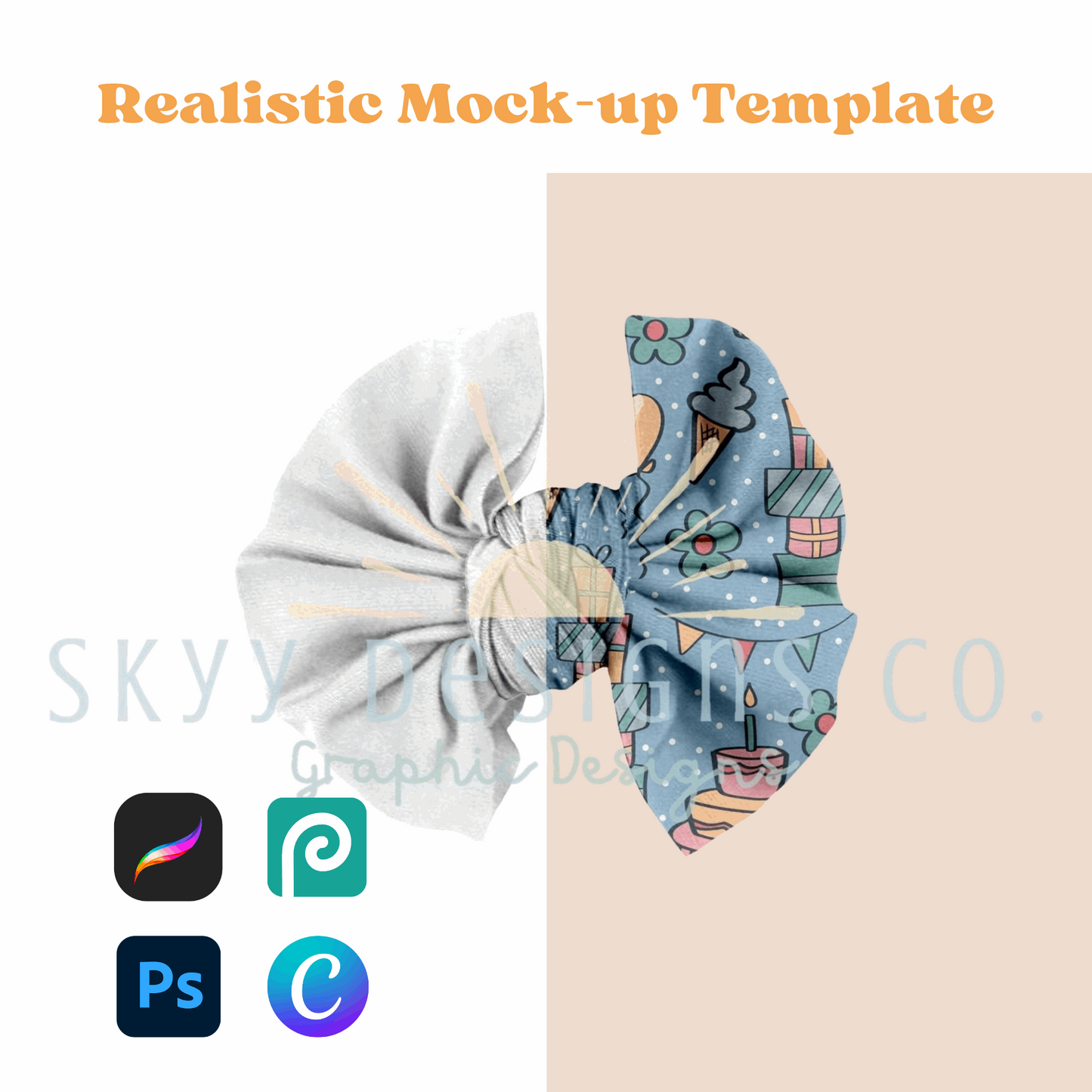 fluffy bow mockup template - SkyyDesignsCo