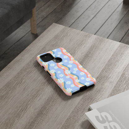 Blue Wavy Daisy Phone Case