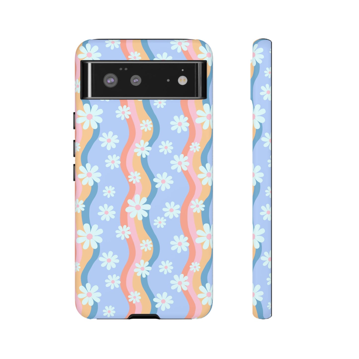 Blue Wavy Daisy Phone Case