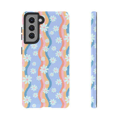 Blue Wavy Daisy Phone Case