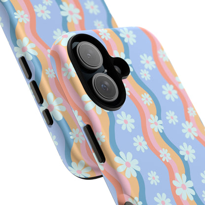 Blue Wavy Daisy Phone Case