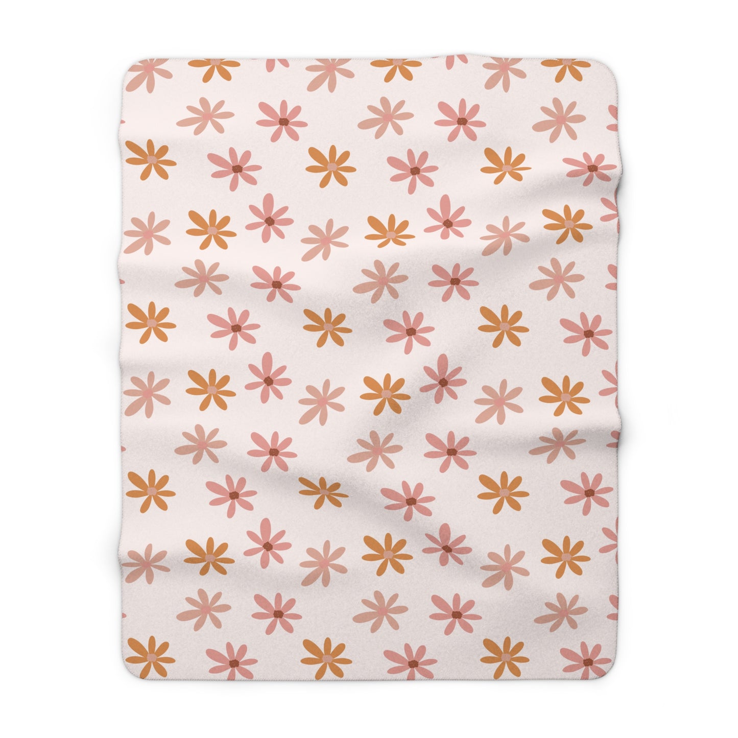 Boho Daisy Floral Sherpa Fleece Blanket