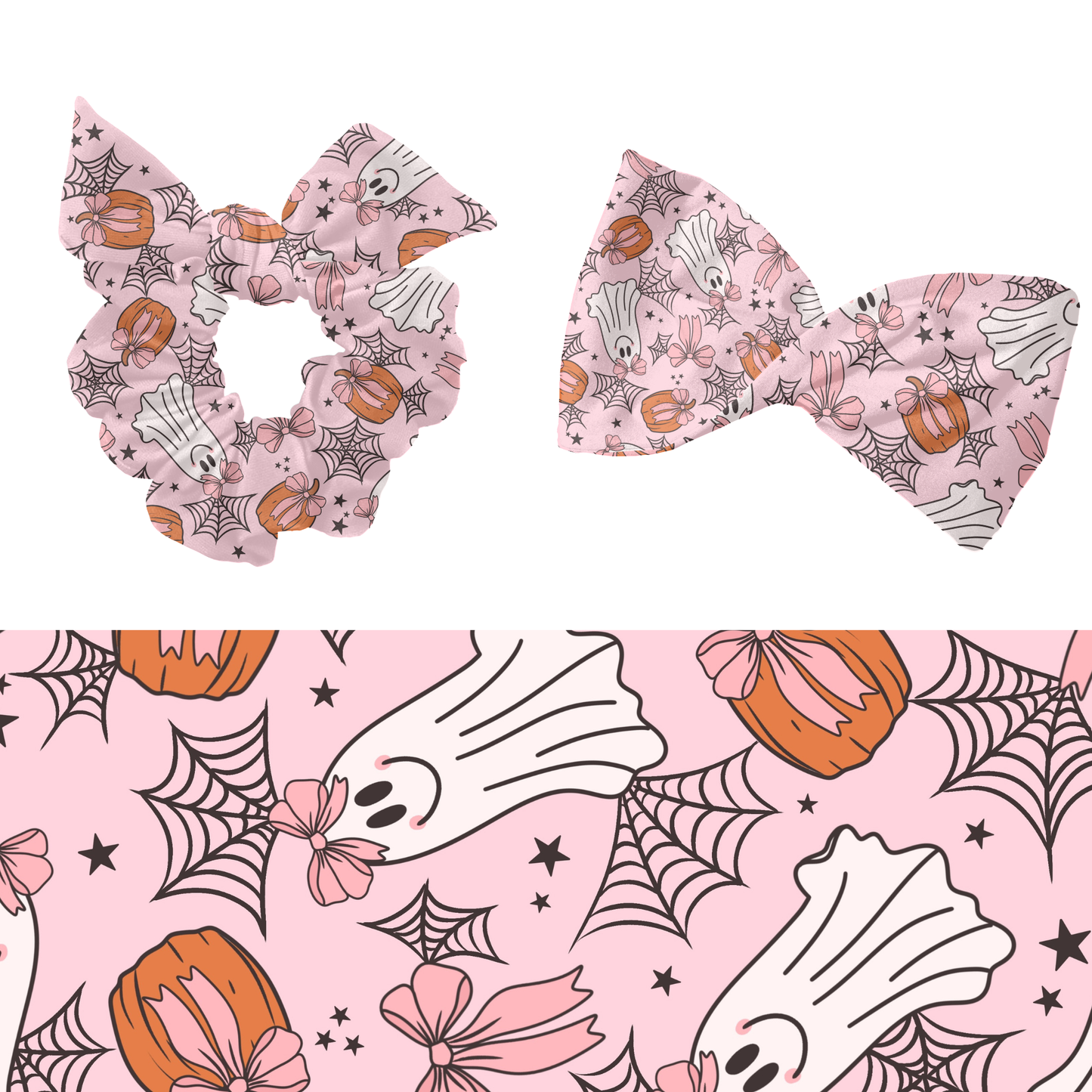 Spooky Coquette Ghost bow Seamless Pattern