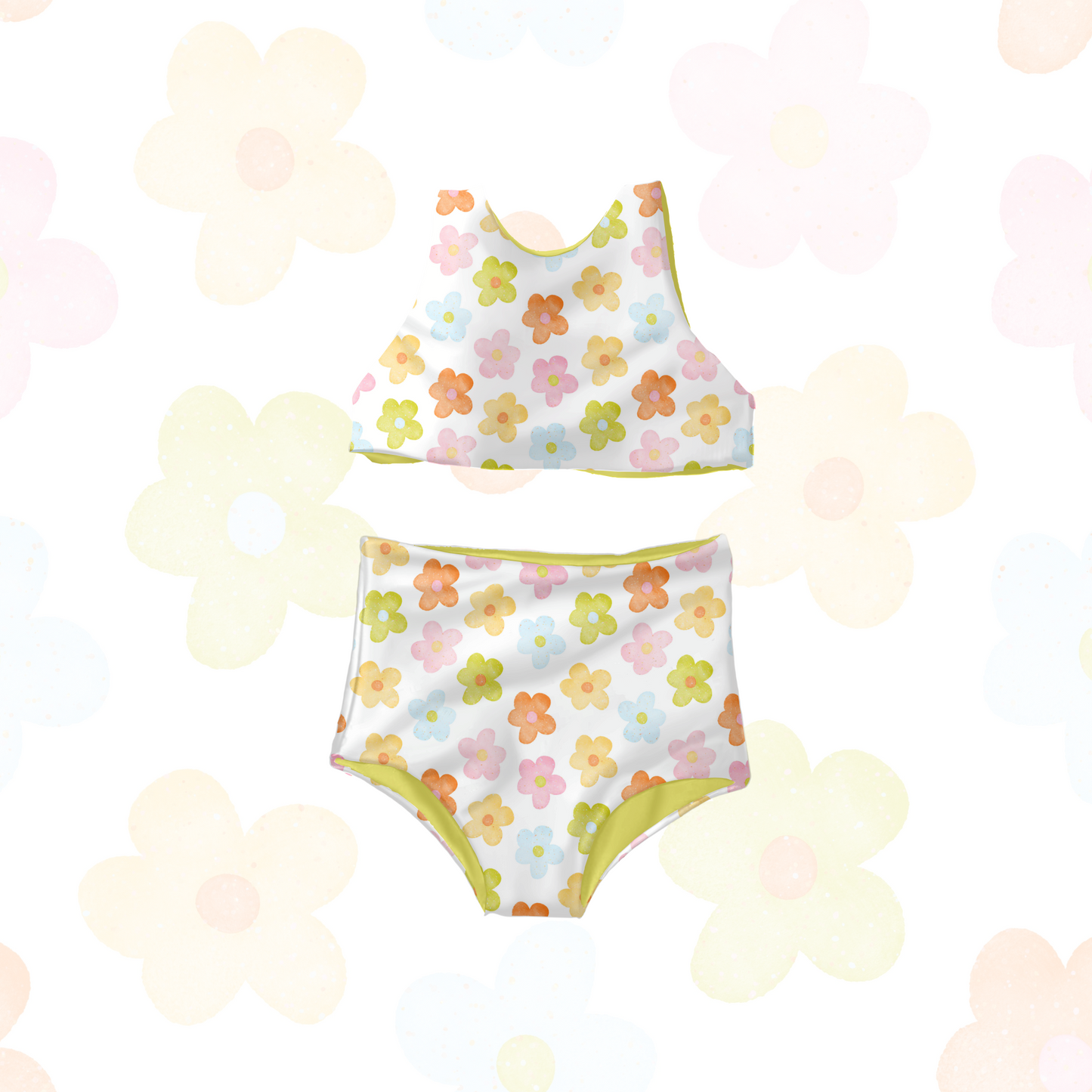 Watercolor bright daisy floral pattern