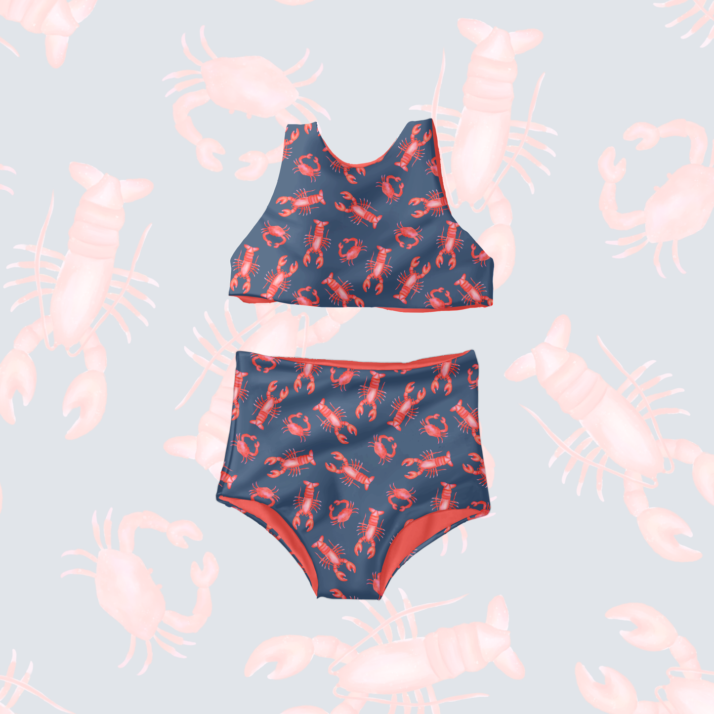 Watercolor Lobsters and Crabs