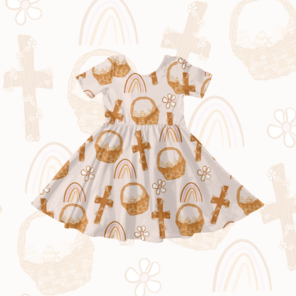 Boho Easter basket seamless pattern