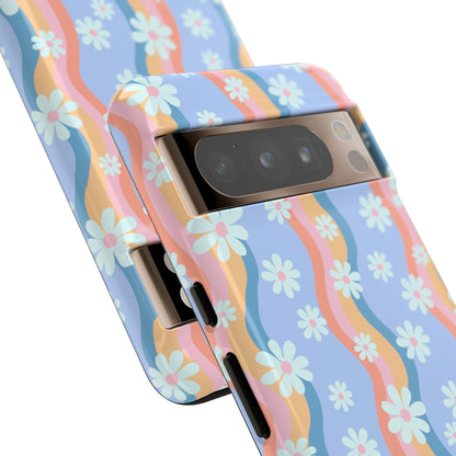 Blue Wavy Daisy Phone Case