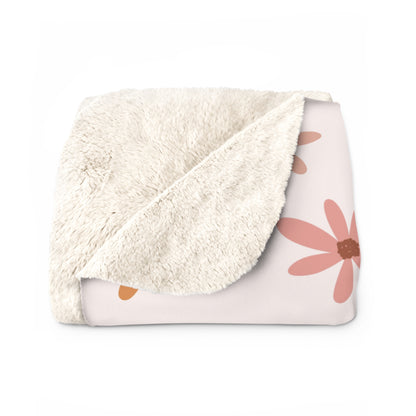 Boho Daisy Floral Sherpa Fleece Blanket