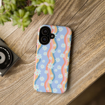 Blue Wavy Daisy Phone Case