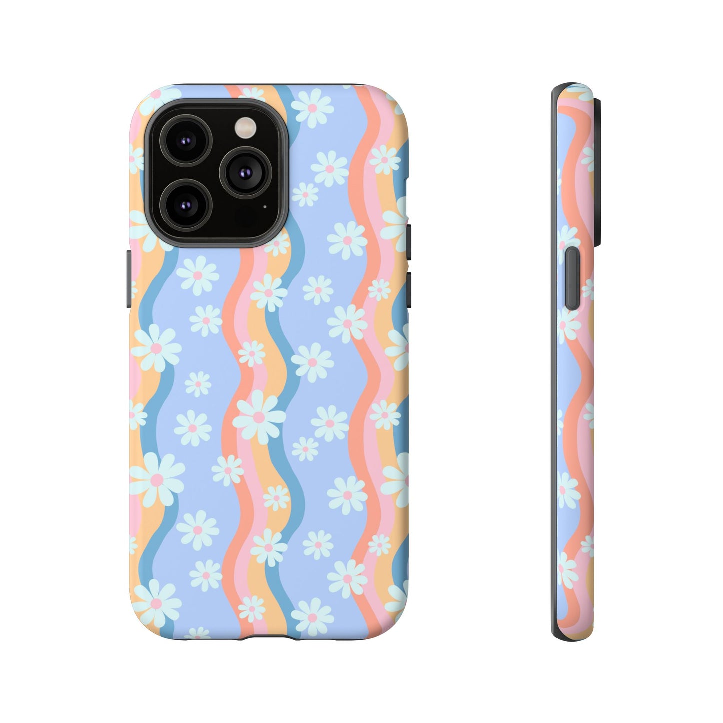 Blue Wavy Daisy Phone Case