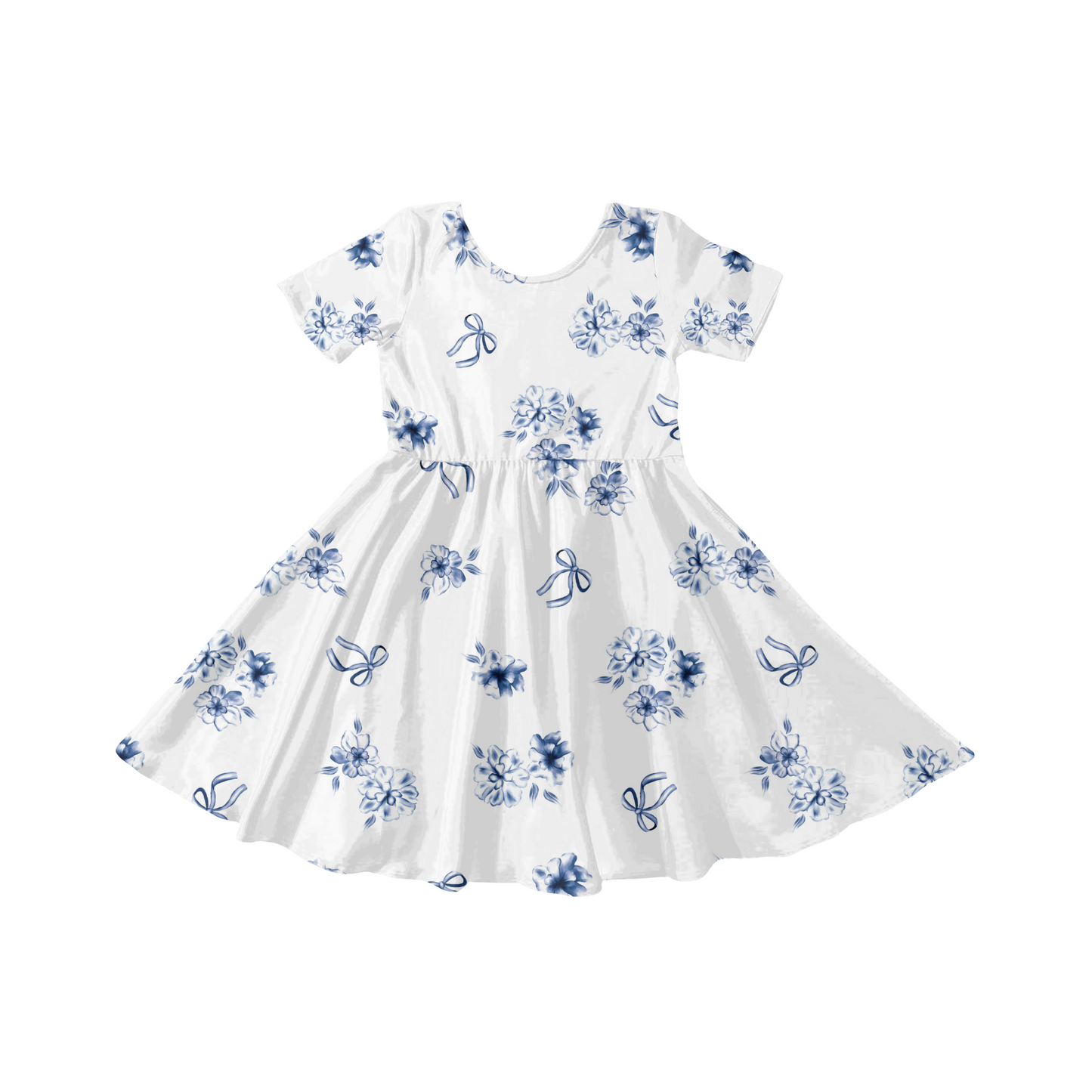 Blue dainty Watercolor floral and bows Pattern