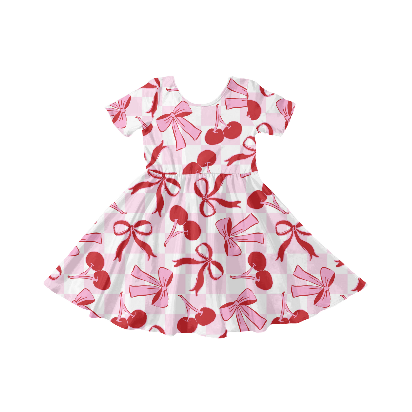 Checkered Cherries and bows Pattern