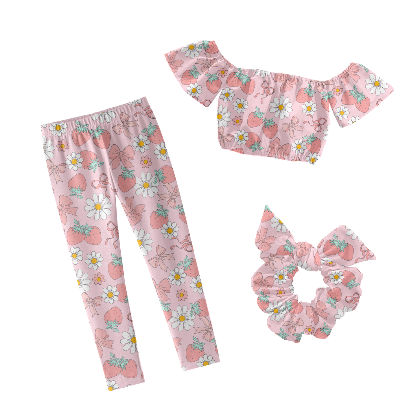 Strawberry Coquette bow floral Pattern