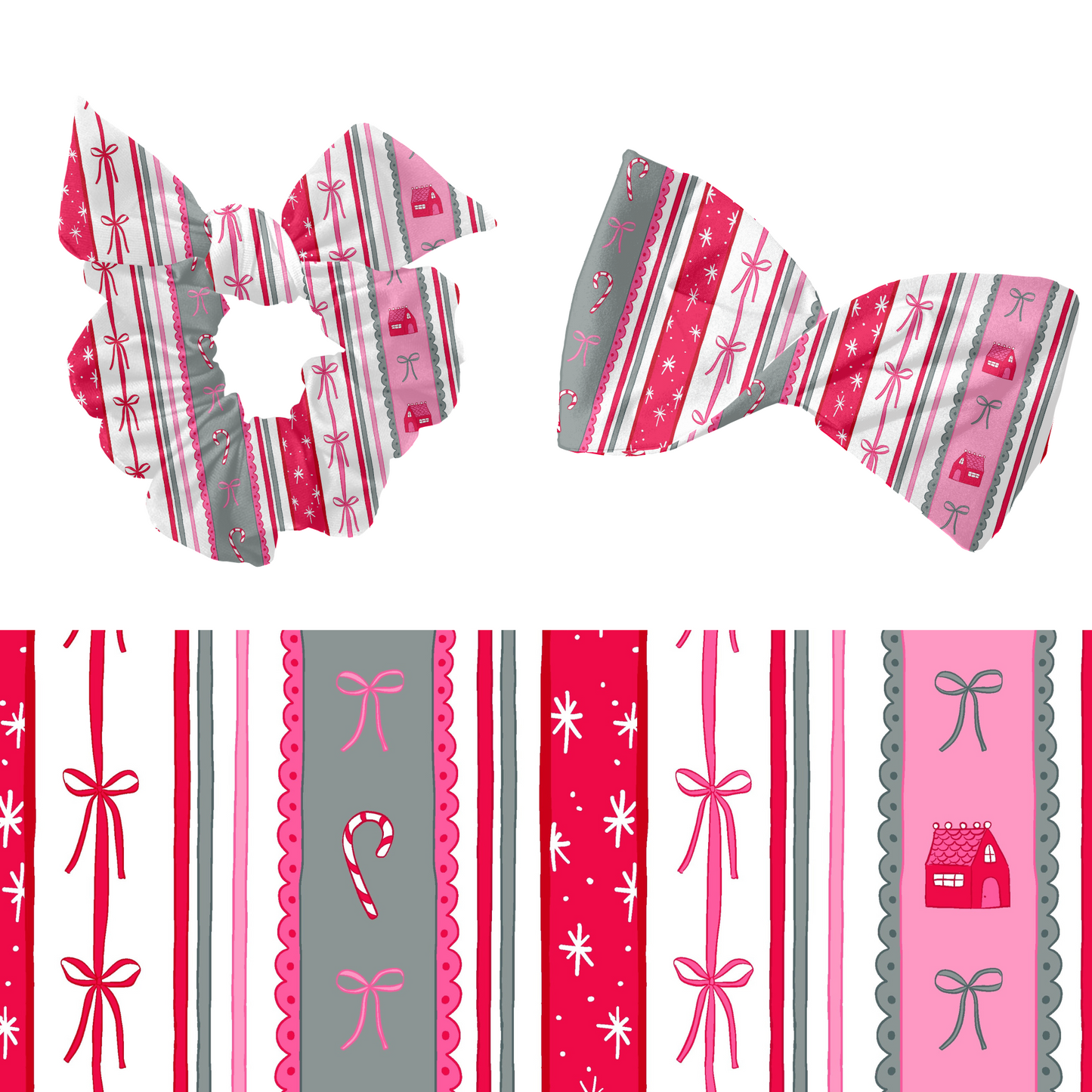 Preppy Christmas bow Stripe