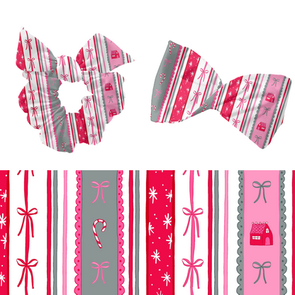 Preppy Christmas bow Stripe