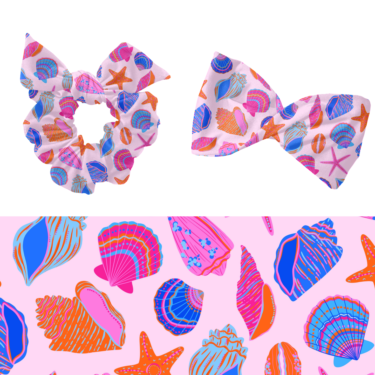 Bright neon seashells