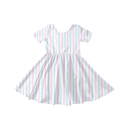 Pink Blue Watercolor Stripe