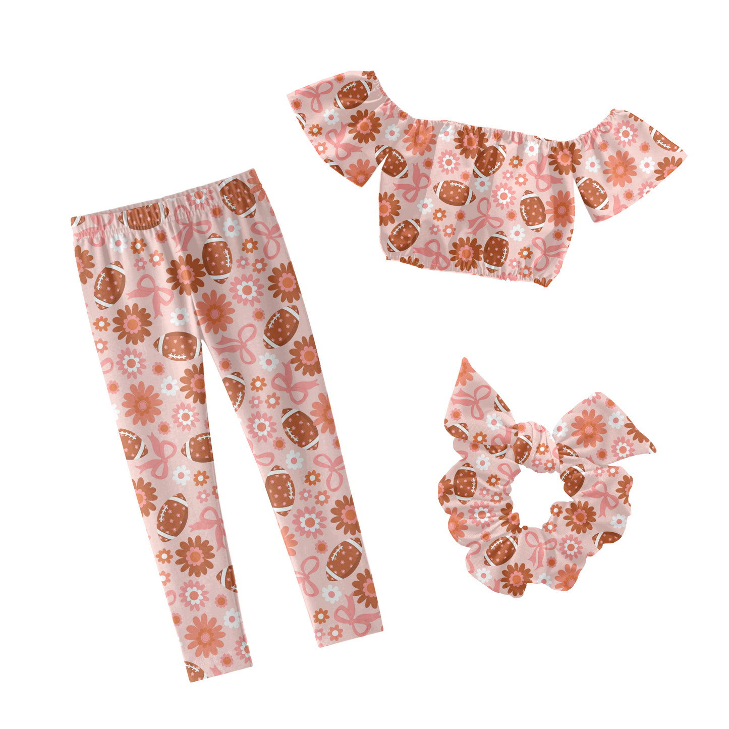 Girly Coquette floral football Pattern