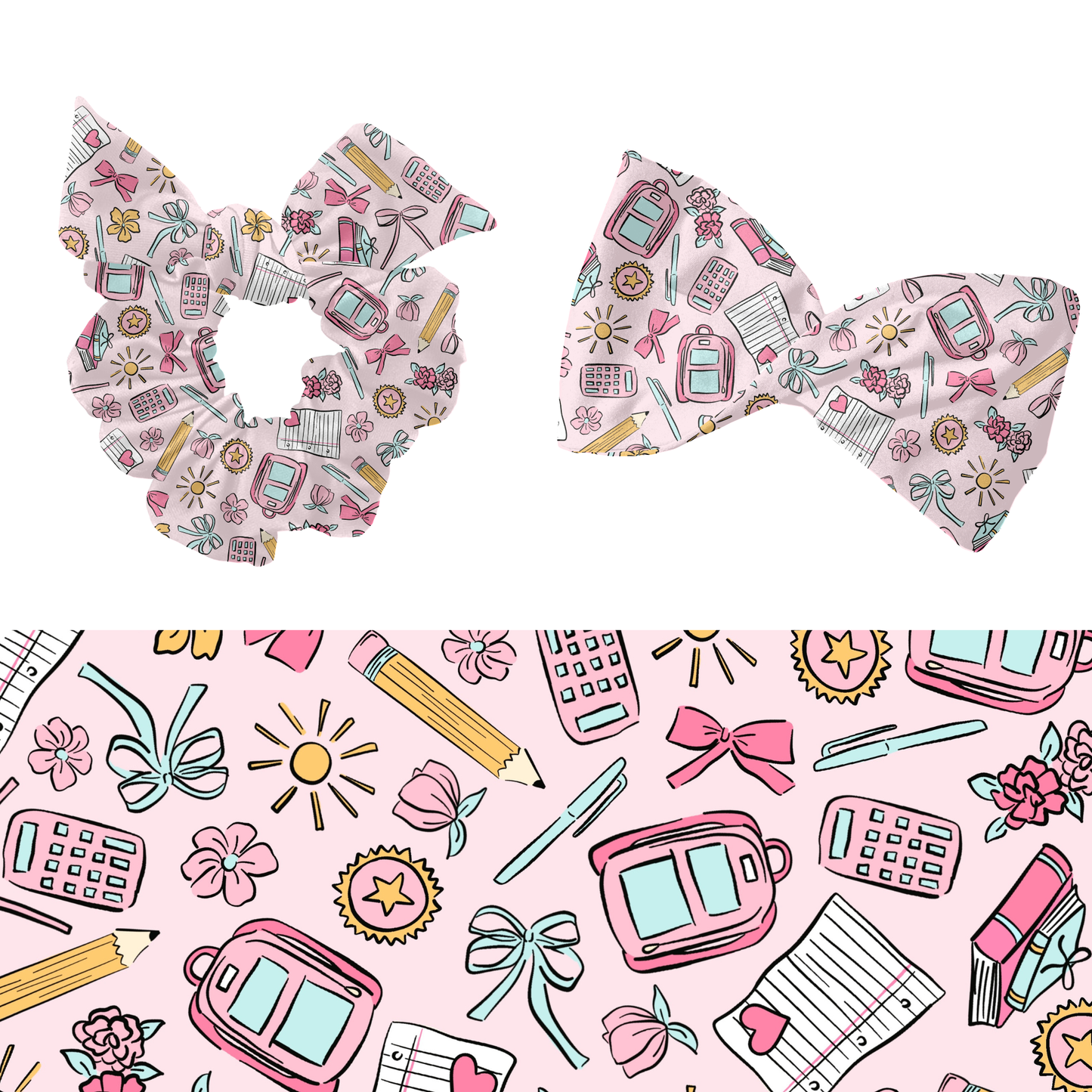 Girly school supply bows