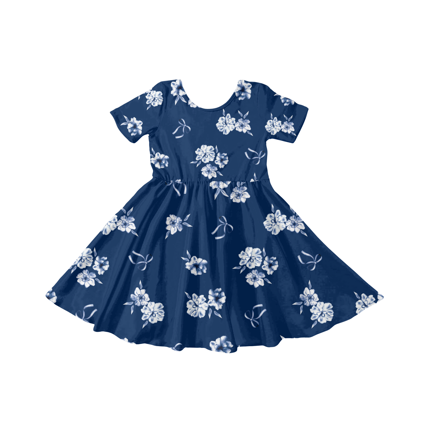 Navy blue watercolor floral Pattern