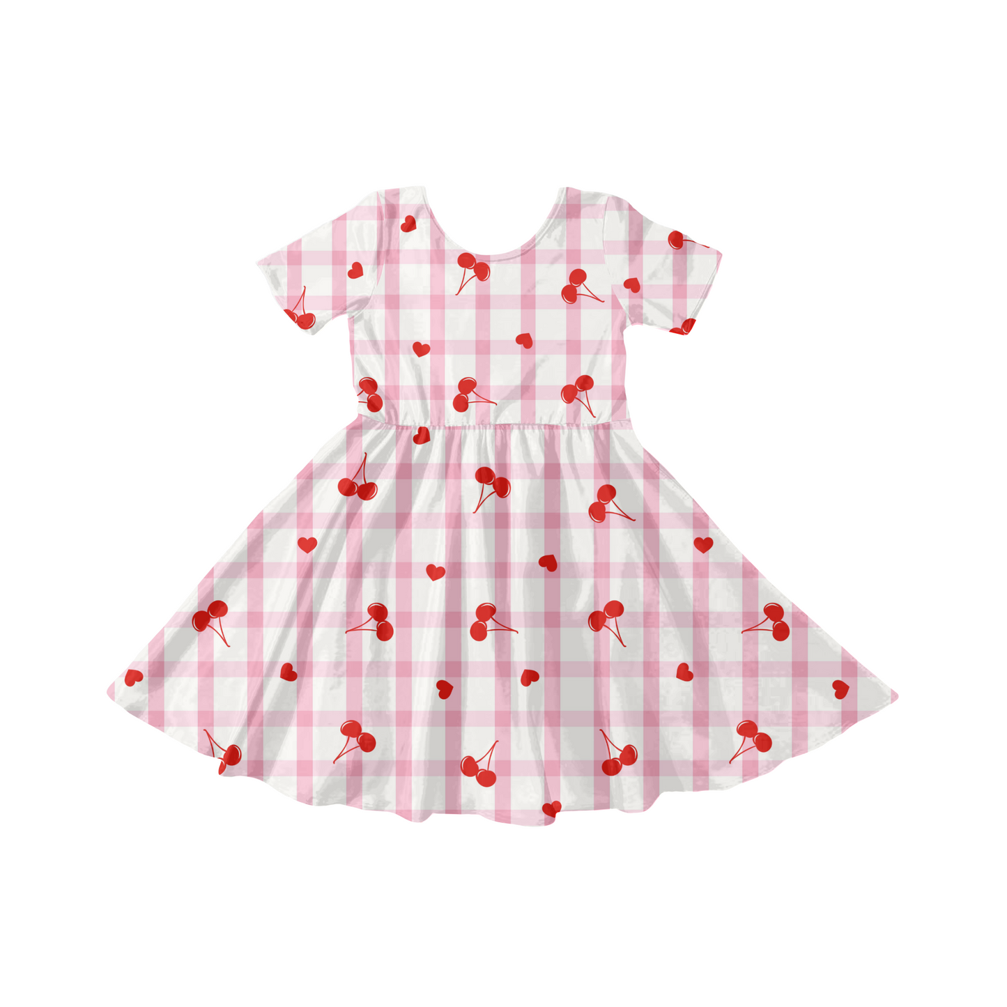 Gingham Cherries valentine hearts Pattern